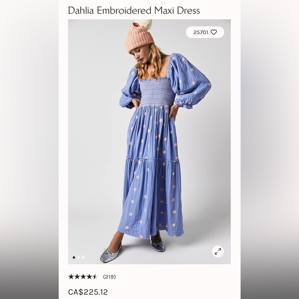 Dahlia Embroidered Maxi Dress Free People size S